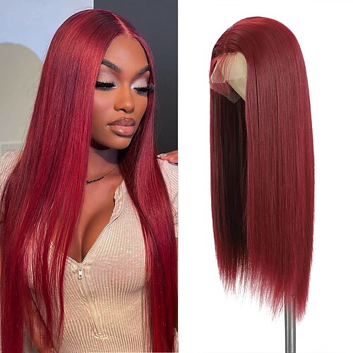 Burgundy Lace Front Wig Wine Red Long Silky Straight Hair Wigs for Women Heat Resistant Fiber Hair Synthetic Lace Front Wigs with Natural Looking Hairline
Burgundy Lace Front Wig Wine Red Long Silky Straight Hair Wigs for Women Heat Resistant Fiber Hair Synthetic Lace Front Wigs with Natural Looking Hairline