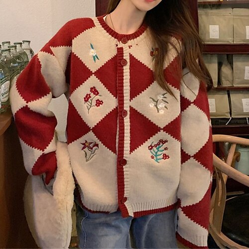 Women's Cardigan Sweater Jumper Crochet Knit Knitted Floral Crew Neck Stylish Casual Outdoor Daily Winter Fall Red Black One-Size / Long Sleeve / Holiday / Regular Fit / Going out
Women's Cardigan Sweater Jumper Crochet Knit Knitted Floral Crew Neck Stylish Casual Outdoor Daily Winter Fall Red Black One-Size / Long Sleeve / Holiday / Regular Fit / Going out