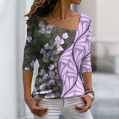 Women's T shirt Tee Floral Casual Weekend Floral Painting T shirt Tee Long Sleeve Print V Neck Basic Blue Purple Pink S / 3D Print
Women's T shirt Tee Floral Casual Weekend Floral Painting T shirt Tee Long Sleeve Print V Neck Basic Blue Purple Pink S / 3D Print