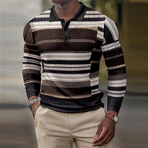 Men's Collar Polo Shirt Golf Shirt Striped Turndown Khaki 3D Print Street Casual Long Sleeve Button-Down Print Clothing Apparel Fashion Designer Casual Breathable / Skinny
Men's Collar Polo Shirt Golf Shirt Striped Turndown Khaki 3D Print Street Casual Long Sleeve Button-Down Print Clothing Apparel Fashion Designer Casual Breathable / Skinny
