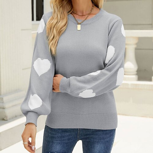 Women's Pullover Sweater jumper Jumper Ribbed Knit Knitted Heart Crew Neck Stylish Casual Outdoor Daily Winter Fall Red Gray S M L / Long Sleeve / Holiday / Regular Fit / Going out
Women's Pullover Sweater jumper Jumper Ribbed Knit Knitted Heart Crew Neck Stylish Casual Outdoor Daily Winter Fall Red Gray S M L / Long Sleeve / Holiday / Regular Fit / Going out