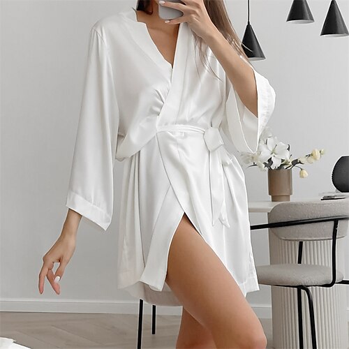 Women's Pajamas Robes Gown Bathrobes Pjs Pure Color Simple Comfort Soft Home Daily Bed Satin Breathable V Wire Long Sleeve Winter Fall Light Brown White
Women's Pajamas Robes Gown Bathrobes Pjs Pure Color Simple Comfort Soft Home Daily Bed Satin Breathable V Wire Long Sleeve Winter Fall Light Brown White