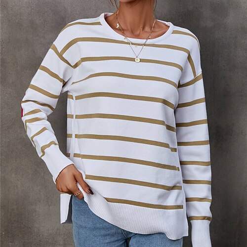 Women's Pullover Sweater Jumper Ribbed Knit Knitted Striped Crew Neck Stylish Casual Outdoor Daily Fall Winter Pink Camel S M L / Long Sleeve
Women's Pullover Sweater Jumper Ribbed Knit Knitted Striped Crew Neck Stylish Casual Outdoor Daily Fall Winter Pink Camel S M L / Long Sleeve