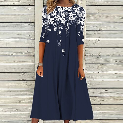 Women's Casual Dress Shift Dress Midi Dress Navy Blue 3/4 Length Sleeve Floral Ruched Print Fall Winter Round Neck Casual Vacation 2022 S M L XL XXL 3XL
Women's Casual Dress Shift Dress Midi Dress Navy Blue 3/4 Length Sleeve Floral Ruched Print Fall Winter Round Neck Casual Vacation 2022 S M L XL XXL 3XL