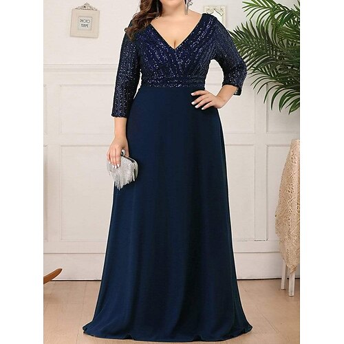 Women's Plus Size Party Dress Solid Color V Neck 3/4 Length Sleeve Winter Fall Elegant Maxi long Dress Formal Party Dress
Women's Plus Size Party Dress Solid Color V Neck 3/4 Length Sleeve Winter Fall Elegant Maxi long Dress Formal Party Dress