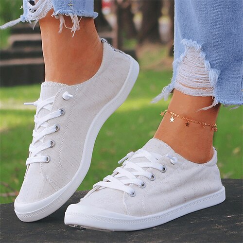 Women's Sneakers Daily Comfort Shoes Plus Size Lace-up Flat Heel Round Toe Casual Cotton Lace-up Solid Colored White
Women's Sneakers Daily Comfort Shoes Plus Size Lace-up Flat Heel Round Toe Casual Cotton Lace-up Solid Colored White