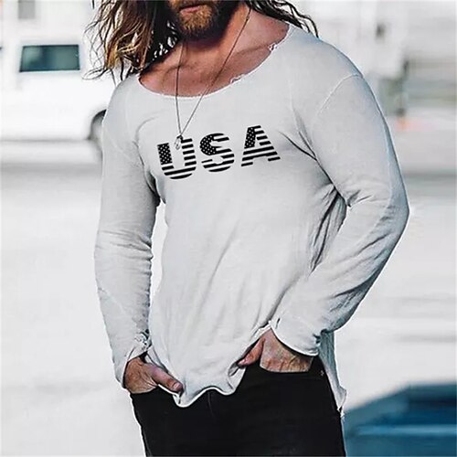 Men's T shirt Tee Letter Boat Neck White Print Street Holiday Long Sleeve Clothing Apparel Simple Casual Comfortable
Men's T shirt Tee Letter Boat Neck White Print Street Holiday Long Sleeve Clothing Apparel Simple Casual Comfortable