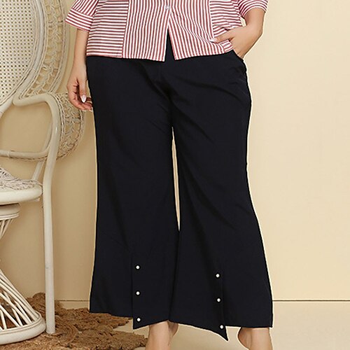 Women's Plus Size Wide Leg Pants Solid Color Casual Casual Daily Natural Full Length Fall Winter Dark Navy XL XXL 3XL 4XL
Women's Plus Size Wide Leg Pants Solid Color Casual Casual Daily Natural Full Length Fall Winter Dark Navy XL XXL 3XL 4XL