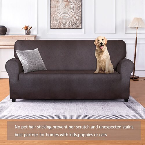 

Stretch Leather Sofa Cover Sofa Slipcover Seat Cover for 3 Seater,Spandex Non Slip Soft Couch Sofa Cover Spandex Fabric, Washable Furniture Protector Elastic Bottom for Kids, Pets,Home Decor