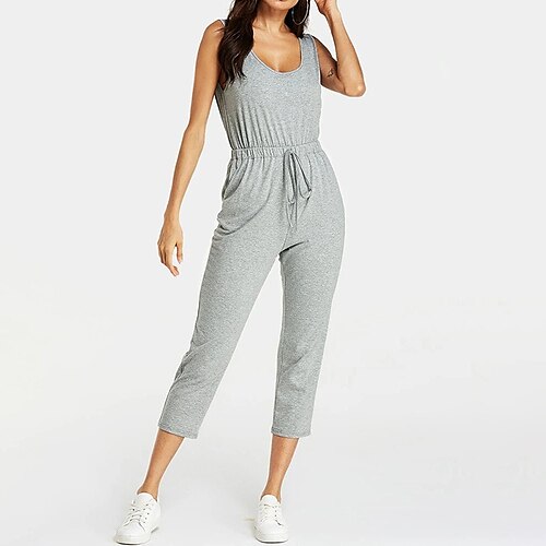 Women's Jumpsuit High Waist Solid Color U Neck Streetwear Going out Weekend Straight Regular Fit Sleeveless Sleeveless Gray S M L Fall
Women's Jumpsuit High Waist Solid Color U Neck Streetwear Going out Weekend Straight Regular Fit Sleeveless Sleeveless Gray S M L Fall