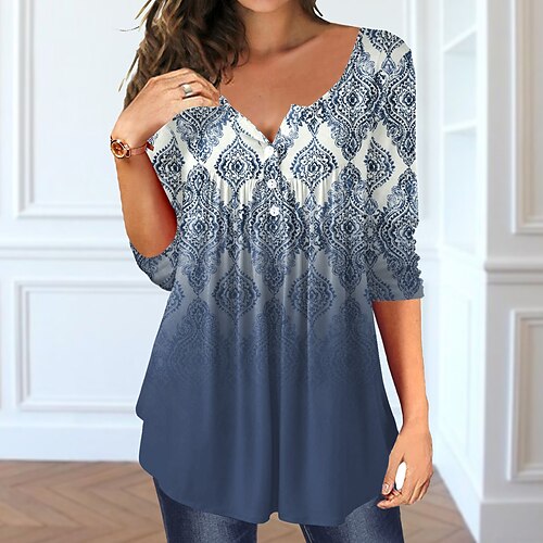 Women's T shirt Tee Tunic Green Blue Purple Graphic Button Flowing tunic Long Sleeve Casual Weekend Basic Round Neck Regular Painting S / Print
Women's T shirt Tee Tunic Green Blue Purple Graphic Button Flowing tunic Long Sleeve Casual Weekend Basic Round Neck Regular Painting S / Print