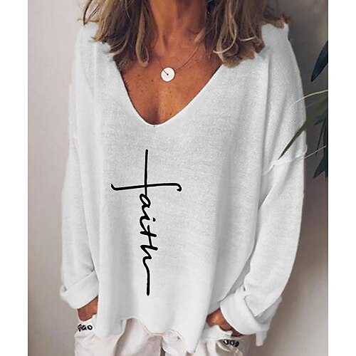 Women's T shirt Tee Green Blue Yellow Letter Long Sleeve Casual Weekend Basic V Neck Regular S
Women's T shirt Tee Green Blue Yellow Letter Long Sleeve Casual Weekend Basic V Neck Regular S