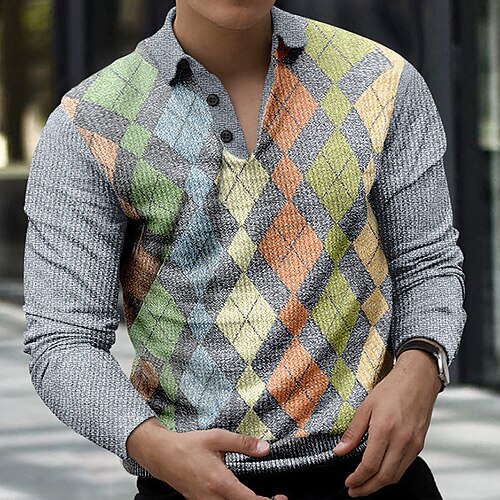 Men's Collar Polo Shirt Golf Shirt Argyle Turndown Gray 3D Print Halloween Street Long Sleeve Button-Down Print Clothing Apparel Vintage Cool Designer Casual
Men's Collar Polo Shirt Golf Shirt Argyle Turndown Gray 3D Print Halloween Street Long Sleeve Button-Down Print Clothing Apparel Vintage Cool Designer Casual