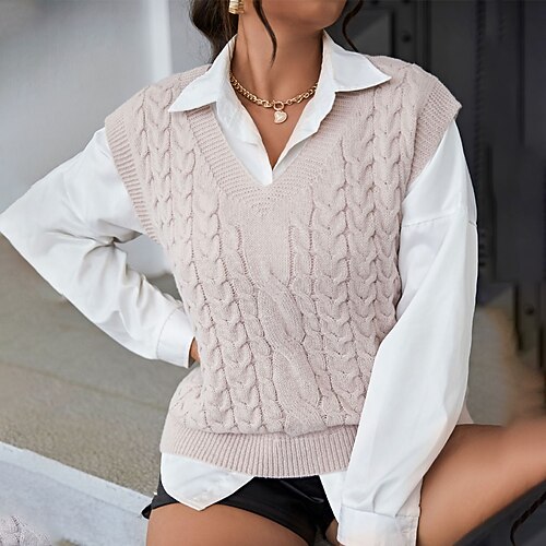 Women's Plus Size Tops Blouse Plain Print Sleeveless V Neck Casual Daily Going out Cotton Fall Winter Beige
Women's Plus Size Tops Blouse Plain Print Sleeveless V Neck Casual Daily Going out Cotton Fall Winter Beige