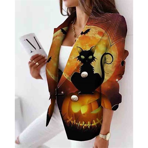 Per donna Giacca Vintage Moderno Ufficio / Business Halloween Con tasche Stampa Ufficio Halloween Indossalo per lavorare Poliestere Cappotto Inverno Autunno Nero Viola Arancione Doppiopetto Collo
Per donna Giacca Vintage Moderno Ufficio / Business Halloween Con tasche Stampa Ufficio Halloween Indossalo per lavorare Poliestere Cappotto Inverno Autunno Nero Viola Arancione Doppiopetto Collo