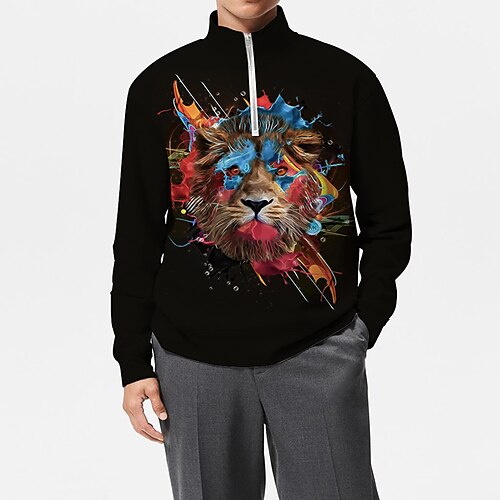Men's Unisex Zip Up Sweatshirt Pullover Quarter Zipper Sweatshirt Black Half Zip Lion Graphic Prints Zipper Print Daily Sports 3D Print Casual Big and Tall Spring & Fall Clothing Apparel Hoodies
Men's Unisex Zip Up Sweatshirt Pullover Quarter Zipper Sweatshirt Black Half Zip Lion Graphic Prints Zipper Print Daily Sports 3D Print Casual Big and Tall Spring & Fall Clothing Apparel Hoodies