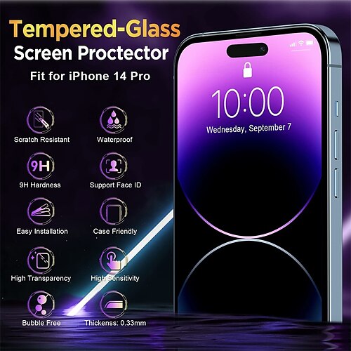 3 Pack Screen Protector Compatible with iPhone 14 Pro iPhone 14 Pro Screen Protector Tempered Glass 6.1 inch 9H Hardness Scratch Resistant Case Friendly
3 Pack Screen Protector Compatible with iPhone 14 Pro iPhone 14 Pro Screen Protector Tempered Glass 6.1 inch 9H Hardness Scratch Resistant Case Friendly