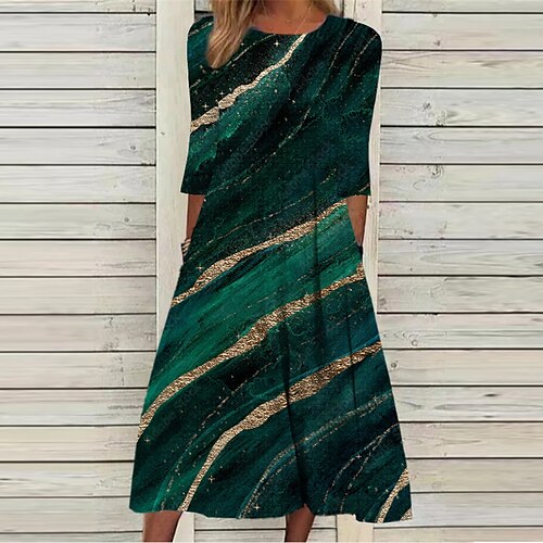 Women's Casual Dress Shift Dress Midi Dress Green 3/4 Length Sleeve Color Gradient Ruched Print Fall Winter Round Neck Vacation Casual 2022 S M L XL XXL 3XL
Women's Casual Dress Shift Dress Midi Dress Green 3/4 Length Sleeve Color Gradient Ruched Print Fall Winter Round Neck Vacation Casual 2022 S M L XL XXL 3XL