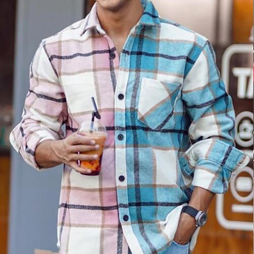 Men's Flannel Shirt Shirt Jacket Shacket Shirt Plaid / Check Turndown Pink Street Daily Long Sleeve Button-Down Clothing Apparel Basic Fashion Casual Comfortable
Men's Flannel Shirt Shirt Jacket Shacket Shirt Plaid / Check Turndown Pink Street Daily Long Sleeve Button-Down Clothing Apparel Basic Fashion Casual Comfortable