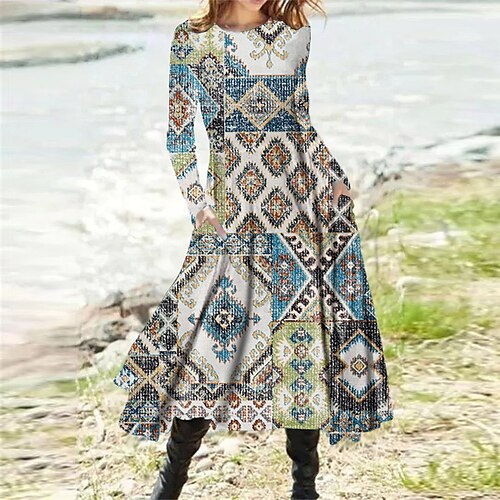 Women's Casual Dress A Line Dress Midi Dress Green Gray Purple Long Sleeve Color Block Geometric Pocket Print Fall Winter Round Neck Casual Vacation 2022 S M L XL XXL 3XL
Women's Casual Dress A Line Dress Midi Dress Green Gray Purple Long Sleeve Color Block Geometric Pocket Print Fall Winter Round Neck Casual Vacation 2022 S M L XL XXL 3XL