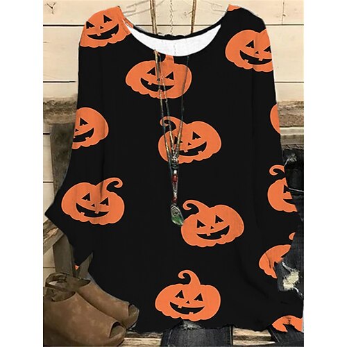 Women's Plus Size Tops Blouse Shirt Pumpkin Print Long Sleeve Crewneck Casual Halloween Halloween Daily Polyester Fall Winter Orange Gray
Women's Plus Size Tops Blouse Shirt Pumpkin Print Long Sleeve Crewneck Casual Halloween Halloween Daily Polyester Fall Winter Orange Gray