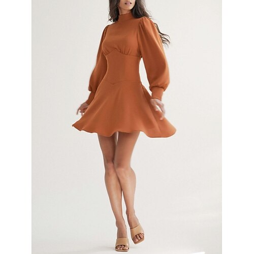Women's A Line Dress Short Mini Dress Short Mini Dress Black Brown Long Sleeve Pure Color Ruched Fall Winter High Neck Stylish Modern Lantern Sleeve 2022 S M L
Women's A Line Dress Short Mini Dress Short Mini Dress Black Brown Long Sleeve Pure Color Ruched Fall Winter High Neck Stylish Modern Lantern Sleeve 2022 S M L