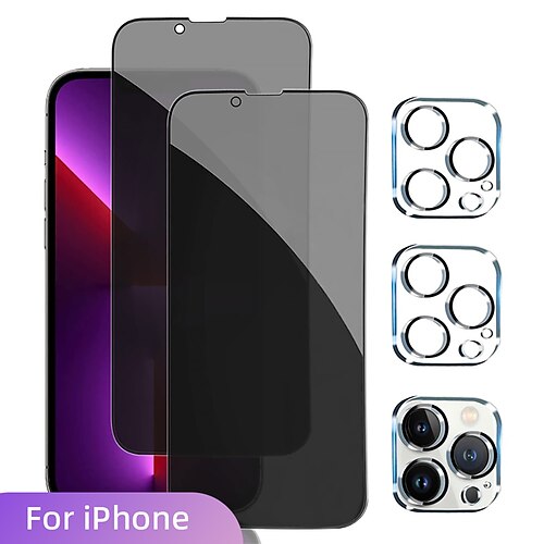 

2-2 Pack Screen Protector for iPhone 14 Pro Max iPhone 13 Pro with Camera Lens Protector Full Coverage Anti-Spy Tempered Glass Film 9H Hardness Upgrade Edge Protection Easy Installation Bubble Free