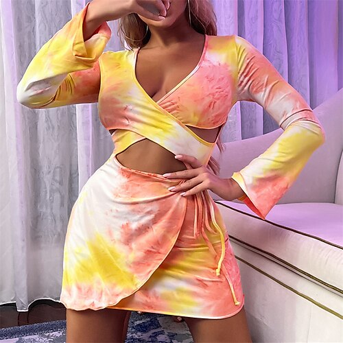 Women's Cut Out Dress Sheath Dress Orange Long Sleeve Tie Dye Lace up Winter Fall Autumn V Neck Party Winter Dress Fall Dress Slim 2022 XS S M L
Women's Cut Out Dress Sheath Dress Orange Long Sleeve Tie Dye Lace up Winter Fall Autumn V Neck Party Winter Dress Fall Dress Slim 2022 XS S M L