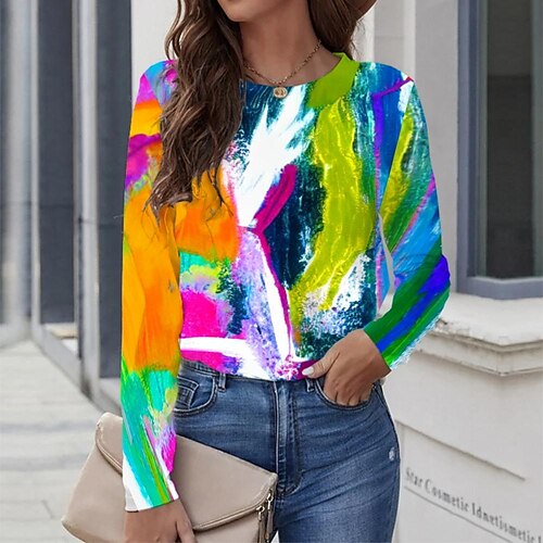 Women's T shirt Tee Blue Graphic Graffiti Print Long Sleeve Casual Daily Vintage Round Neck Regular Painting S / 3D Print
Women's T shirt Tee Blue Graphic Graffiti Print Long Sleeve Casual Daily Vintage Round Neck Regular Painting S / 3D Print