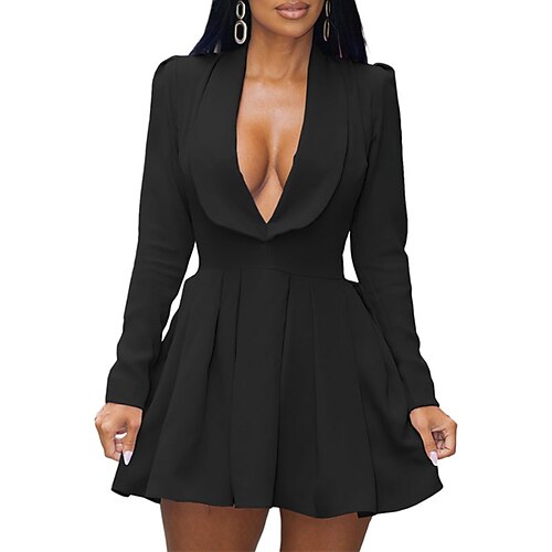 Women's Blazer Dress Green Black Purple Long Sleeve Pure Color Pleated Winter Fall Autumn V Neck Modern Winter Dress Fall Dress 2022 S M L XL XXL
Women's Blazer Dress Green Black Purple Long Sleeve Pure Color Pleated Winter Fall Autumn V Neck Modern Winter Dress Fall Dress 2022 S M L XL XXL