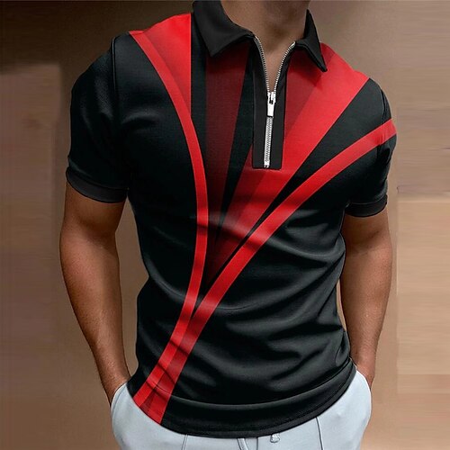 Herre POLO T-skjorte Golf skjorte Grafiske trykk Geometri Aftæpning Rød 3D-utskrift utendørs Gate Kort Erme Glidelås Trykt mønster Klær Mote Designer Fritid Pustende / Sommer / Vår / Sommer
Herre POLO T-skjorte Golf skjorte Grafiske trykk Geometri Aftæpning Rød 3D-utskrift utendørs Gate Kort Erme Glidelås Trykt mønster Klær Mote Designer Fritid Pustende / Sommer / Vår / Sommer