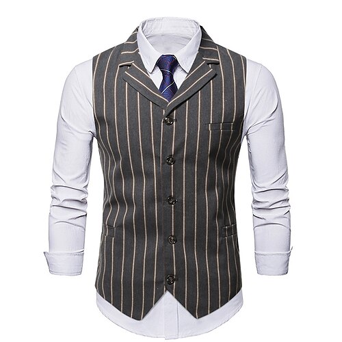 Men's Casual Vest Stripe Regular Fit Notch Single Breasted More-button Grey 2022
Men's Casual Vest Stripe Regular Fit Notch Single Breasted More-button Grey 2022