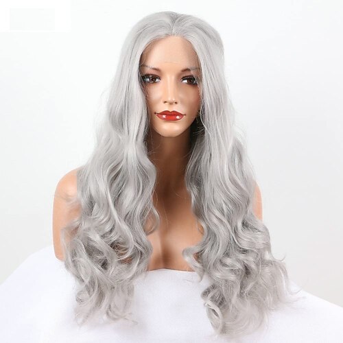 24 Silver Grey Body Wave Synthetic Lace Front Wigs Middle Parting Natural Glueless Heat Resistant Fiber Replacement Wig for Woman
24 Silver Grey Body Wave Synthetic Lace Front Wigs Middle Parting Natural Glueless Heat Resistant Fiber Replacement Wig for Woman