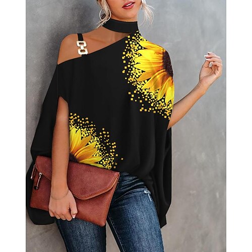 Mujer Camisa Granate Negro Blanco Floral Foco Multicolor Cortado Estampado Manga Corta Festivos Fin de semana Ropa de calle hombro frío Regular Holgado Flor Manga Murciélago S
Mujer Camisa Granate Negro Blanco Floral Foco Multicolor Cortado Estampado Manga Corta Festivos Fin de semana Ropa de calle hombro frío Regular Holgado Flor Manga Murciélago S