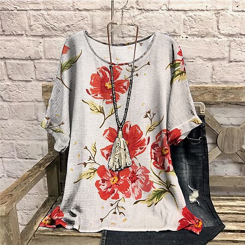 Women's Plus Size Tops Blouse Shirt Floral Print Half Sleeve Crewneck Casual Daily Going out Polyester Fall Winter Apricot
Women's Plus Size Tops Blouse Shirt Floral Print Half Sleeve Crewneck Casual Daily Going out Polyester Fall Winter Apricot