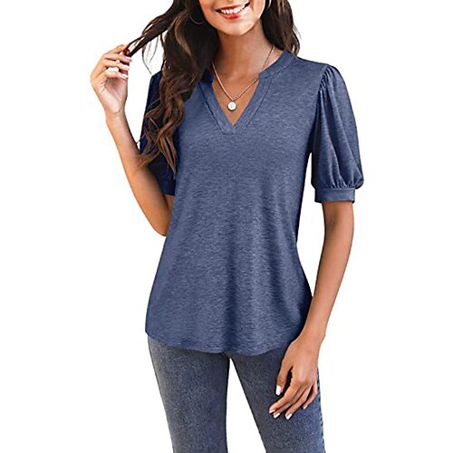 Cross-Border European And American Women's Clothing 2022 Amazon Spring And Summer New Casual V-Neck Solid Color Puff Sleeve Loose Women's Top
Cross-Border European And American Women's Clothing 2022 Amazon Spring And Summer New Casual V-Neck Solid Color Puff Sleeve Loose Women's Top