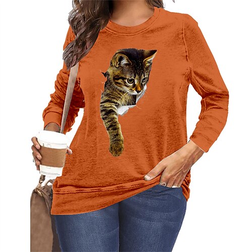 Women's Plus Size Tops T shirt Tee Animal Cat Print Long Sleeve Round Neck Casual Daily Vacation Polyester Fall Winter Gray Yellow
Women's Plus Size Tops T shirt Tee Animal Cat Print Long Sleeve Round Neck Casual Daily Vacation Polyester Fall Winter Gray Yellow