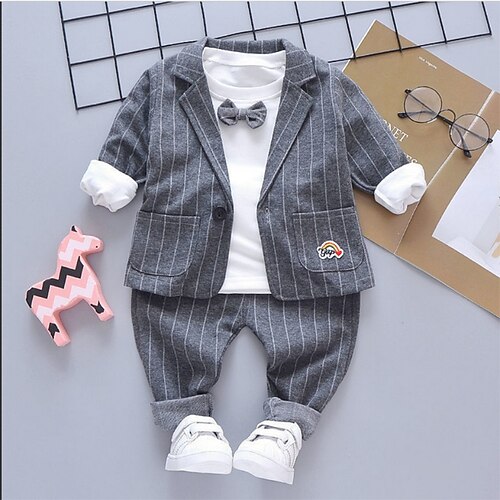 3 deler Barn Gutt Dress og blazer Tøysett Antrekk Stripe Langermet Sløyfe Bomull Sett Fest Skånsom Høst Vår 1-5 år Dusty Blue Grå
3 deler Barn Gutt Dress og blazer Tøysett Antrekk Stripe Langermet Sløyfe Bomull Sett Fest Skånsom Høst Vår 1-5 år Dusty Blue Grå