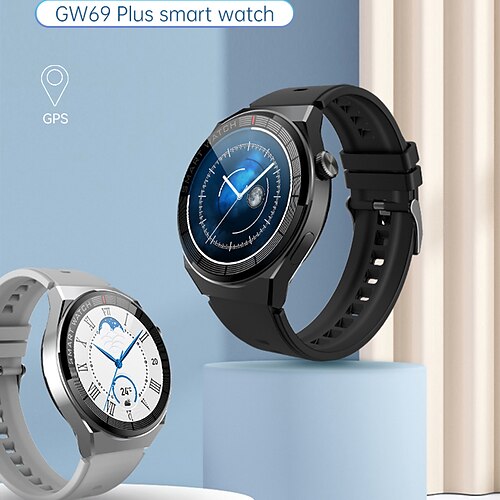 

696 GW69PULS Smart Watch 1.39 inch Smartwatch Fitness Running Watch Bluetooth Pedometer Call Reminder Sleep Tracker Compatible with Android iOS Men Hands-Free Calls Message Reminder Custom Watch Face