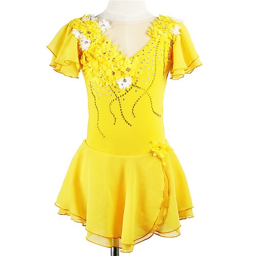 Figure Skating Dress Women's Girls' Ice Skating Dress Yellow Spandex High Elasticity Training Competition Skating Wear Handmade Crystal / Rhinestone Short Sleeve Ice Skating Figure Skating / Winter
Figure Skating Dress Women's Girls' Ice Skating Dress Yellow Spandex High Elasticity Training Competition Skating Wear Handmade Crystal / Rhinestone Short Sleeve Ice Skating Figure Skating / Winter