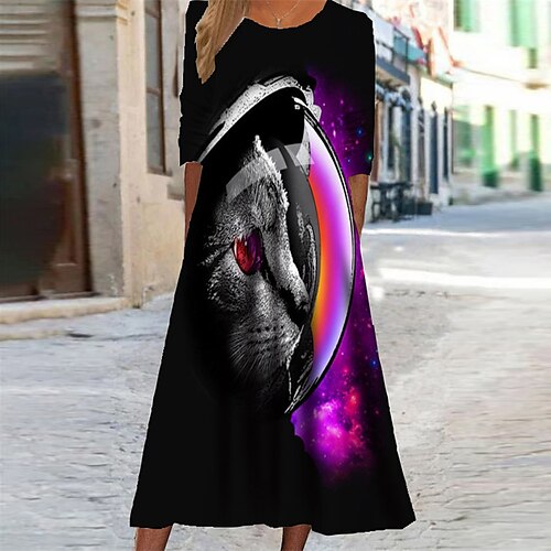 Women's Casual Dress Swing Dress Midi Dress White Black Yellow Long Sleeve Animal Cat Pumpkin Pocket Print Fall Winter Round Neck Vacation Casual 2022 S M L XL XXL 3XL
Women's Casual Dress Swing Dress Midi Dress White Black Yellow Long Sleeve Animal Cat Pumpkin Pocket Print Fall Winter Round Neck Vacation Casual 2022 S M L XL XXL 3XL