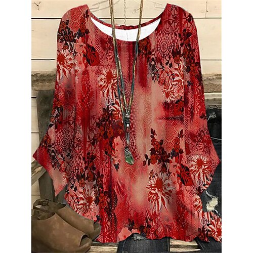 Women's Plus Size Tops Blouse Shirt Floral Print Long Sleeve Round Neck Casual Daily Vacation Polyester Fall Winter Blue Red
Women's Plus Size Tops Blouse Shirt Floral Print Long Sleeve Round Neck Casual Daily Vacation Polyester Fall Winter Blue Red