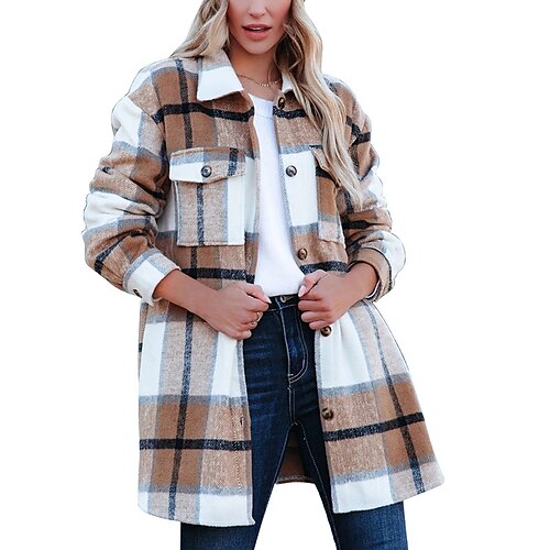 Women's Casual Jacket Windproof Warm Outdoor Street Daily Vacation Button Pocket Print Single Breasted Turndown Fashion Casual Street Style Plaid Regular Fit Outerwear Long Sleeve Winter Fall Navy
Women's Casual Jacket Windproof Warm Outdoor Street Daily Vacation Button Pocket Print Single Breasted Turndown Fashion Casual Street Style Plaid Regular Fit Outerwear Long Sleeve Winter Fall Navy