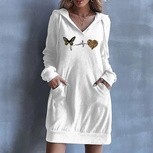 Women's Hoodie Dress Butterfly Heart Pocket Print Daily Sports Hot Stamping Active Streetwear Hoodies Sweatshirts White Black
Women's Hoodie Dress Butterfly Heart Pocket Print Daily Sports Hot Stamping Active Streetwear Hoodies Sweatshirts White Black
