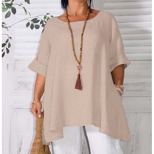 Women's Plus Size Tops Blouse Shirt Solid Color Patchwork Long Sleeve Crew Neck Basic Casual Daily Going out Cotton Blend Spring Fall
Women's Plus Size Tops Blouse Shirt Solid Color Patchwork Long Sleeve Crew Neck Basic Casual Daily Going out Cotton Blend Spring Fall