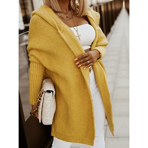 Women's Cardigan Sweater Jumper Crochet Knit Cropped Knitted Hooded Solid Color Hooded Stylish Casual Daily Holiday Winter Fall Yellow S M L / Long Sleeve / Regular Fit
Women's Cardigan Sweater Jumper Crochet Knit Cropped Knitted Hooded Solid Color Hooded Stylish Casual Daily Holiday Winter Fall Yellow S M L / Long Sleeve / Regular Fit