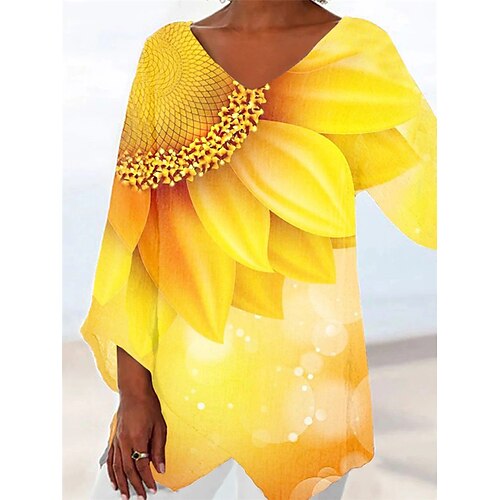 Mujer Camiseta Amarillo Azul Marino Azul Piscina Floral Gradiente de Color Estampado Manga Larga Diario Noche Hawaiano Escote en Pico Regular Talla Grande L
Mujer Camiseta Amarillo Azul Marino Azul Piscina Floral Gradiente de Color Estampado Manga Larga Diario Noche Hawaiano Escote en Pico Regular Talla Grande L
