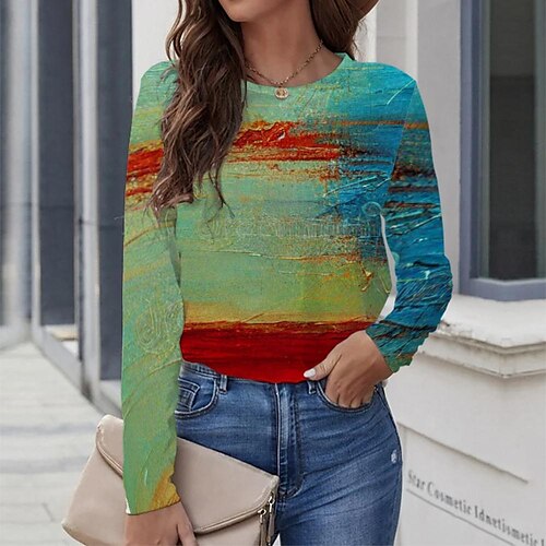 Women's T shirt Tee Blue Graphic Graffiti Print Long Sleeve Casual Daily Vintage Round Neck Regular Painting S / 3D Print
Women's T shirt Tee Blue Graphic Graffiti Print Long Sleeve Casual Daily Vintage Round Neck Regular Painting S / 3D Print