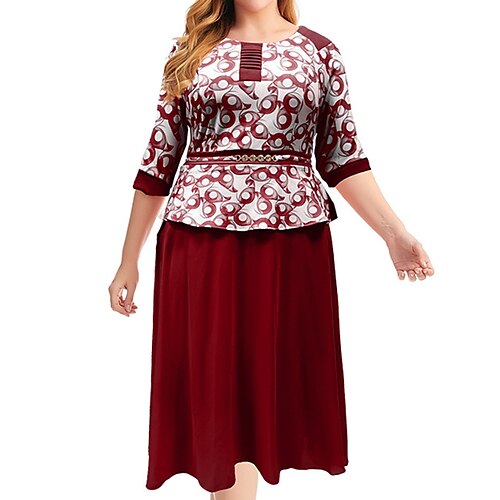 Women's Plus Size A Line Dress Print Crew Neck 3/4 Length Sleeve Fall Winter Stylish Elegant Midi Dress Daily Vacation Dress
Women's Plus Size A Line Dress Print Crew Neck 3/4 Length Sleeve Fall Winter Stylish Elegant Midi Dress Daily Vacation Dress