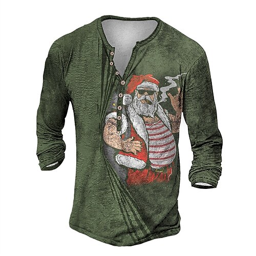 Men's T shirt Tee Henley Shirt Tee Graphic Santa Claus Henley Army Green 3D Print Plus Size Christmas Daily Long Sleeve Button-Down Print Clothing Apparel Basic Designer Classic Comfortable / Sports
Men's T shirt Tee Henley Shirt Tee Graphic Santa Claus Henley Army Green 3D Print Plus Size Christmas Daily Long Sleeve Button-Down Print Clothing Apparel Basic Designer Classic Comfortable / Sports